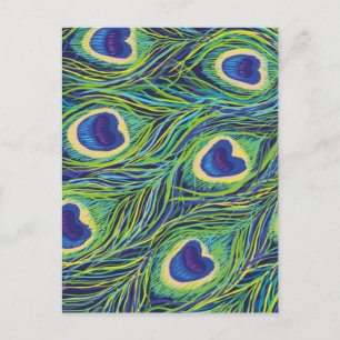 Peacock feather holiday postcard