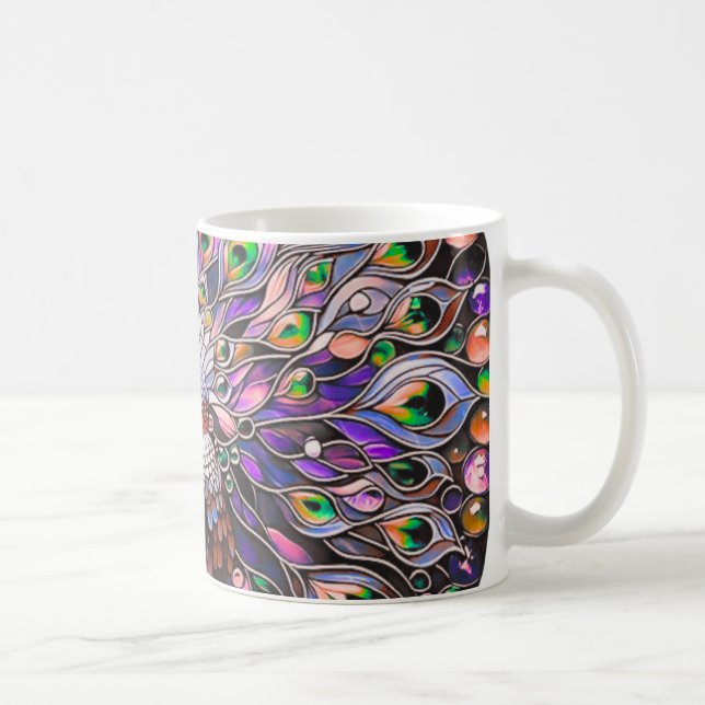 "Peacock Feather Iridescent Aesthetic Coffee Mug (Right)
