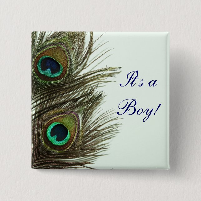 Peacock Feather It's a Boy Pin (Front)