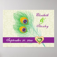 Peacock feather jewel heart wedding anniversary