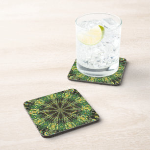 Peacock Feather Kaleidoscope 2 Coaster