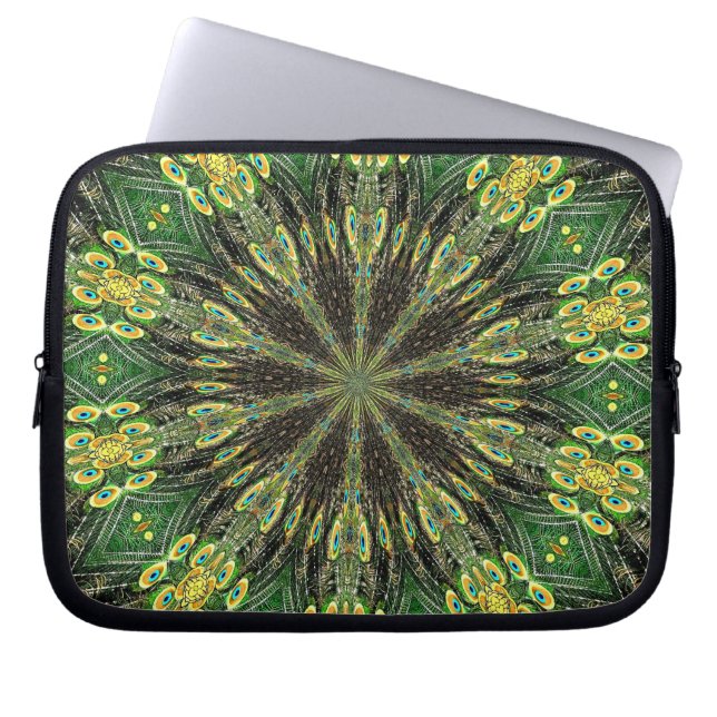 Peacock Feather Kaleidoscope 2 Laptop Sleeve (Front)