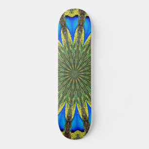 Peacock Feather Kaleidoscope 3 Skateboard