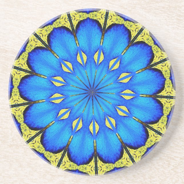 Peacock Feather Kaleidoscope 4 Coaster (Front)