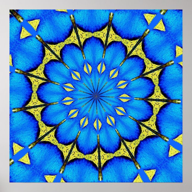 Peacock Feather Kaleidoscope 4 Poster (Front)
