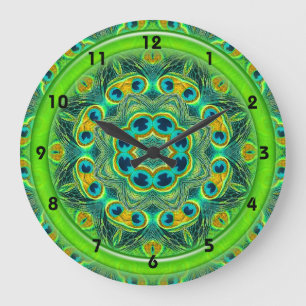 PEACOCK FEATHER KALEIDOSCOPE Clock
