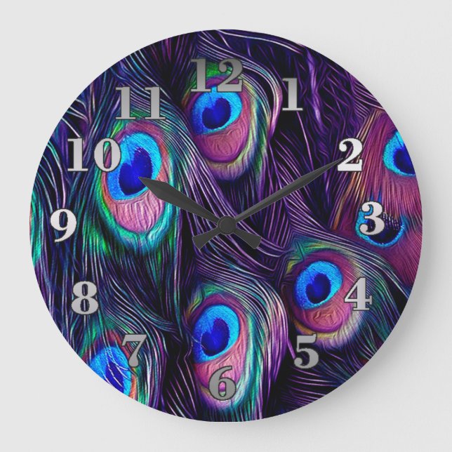 Peacock Feather Large Clock (Front)