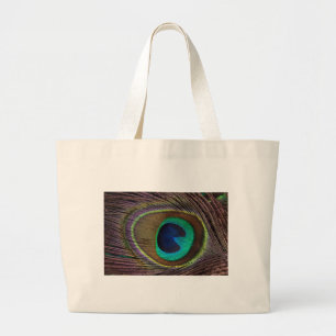 peacock feather large tote bag