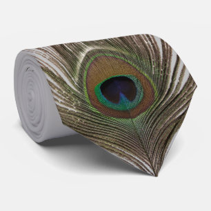 Peacock feather light grey bg tie