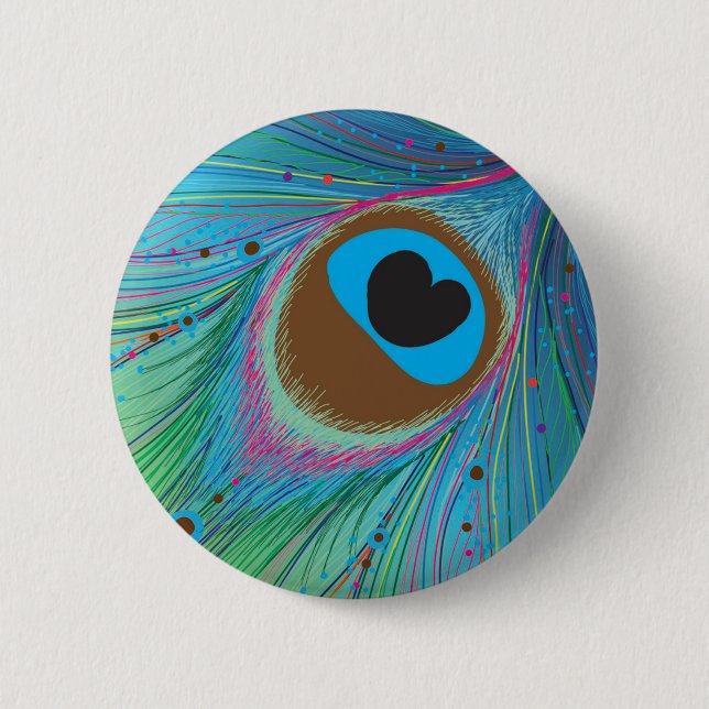 Peacock feather lines background 6 cm round badge (Front)