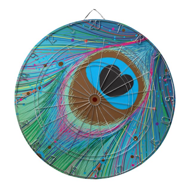 Peacock feather lines background dartboard (Front)
