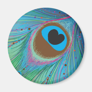 Peacock feather lines background magnet