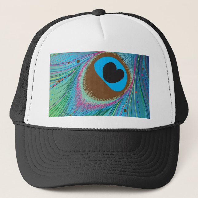 Peacock feather lines background trucker hat (Front)