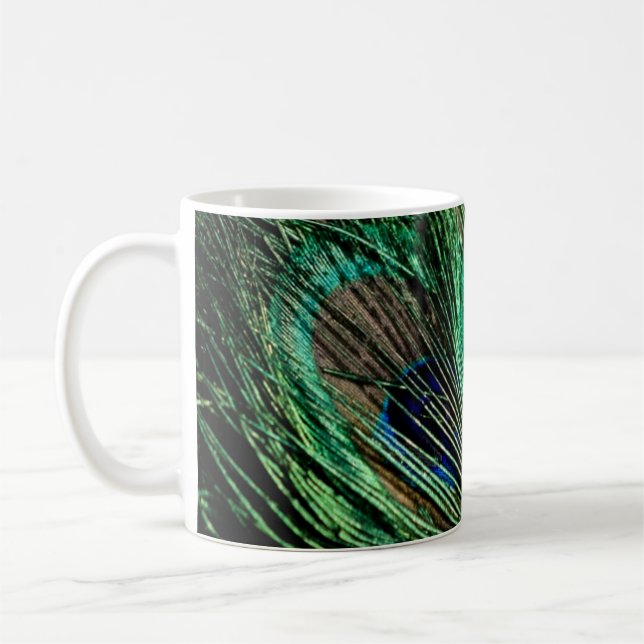 Peacock Feather Lucky Coffee Mug (Left)