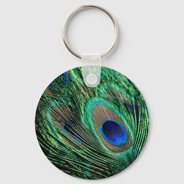 Peacock Feather Lucky Key Ring (Front)