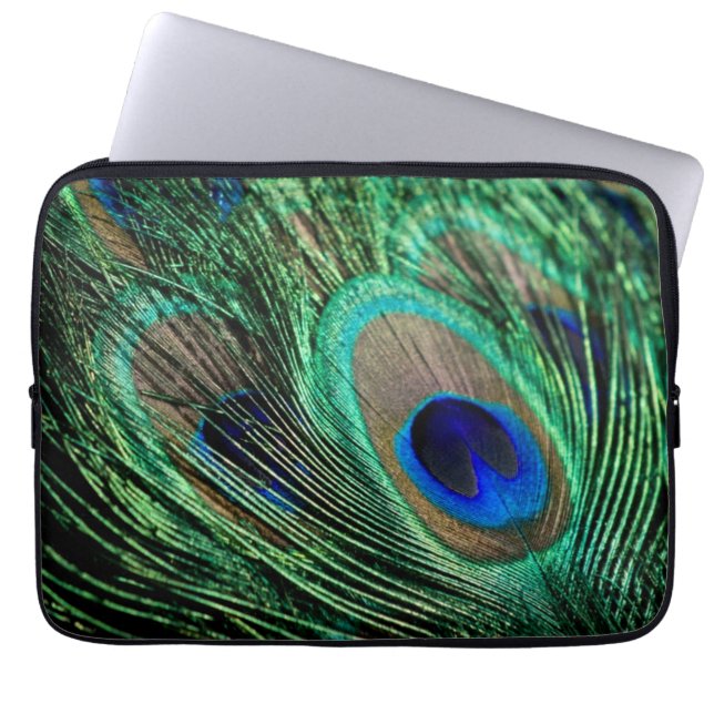 Peacock Feather Lucky Laptop Sleeve (Front)