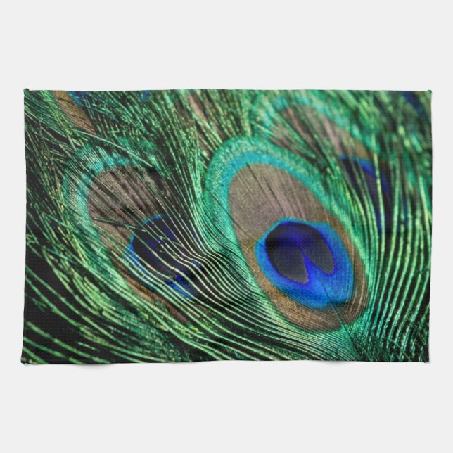 Peacock Feather Lucky Tea Towel (Horizontal)
