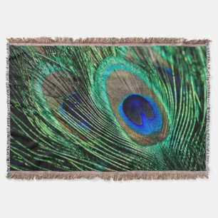 Peacock Feather Lucky Throw Blanket