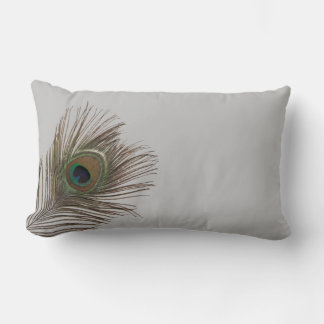 Peacock feather lumbar cushion