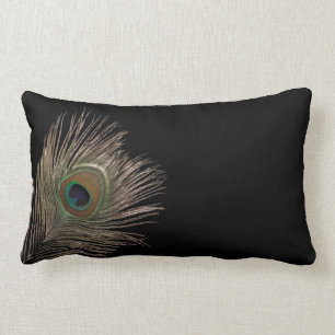 Peacock feather lumbar cushion
