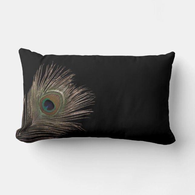Peacock feather lumbar cushion (Front)
