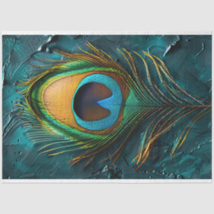 Peacock Feather Macro Oil Painting Decoupage Tissue Paper