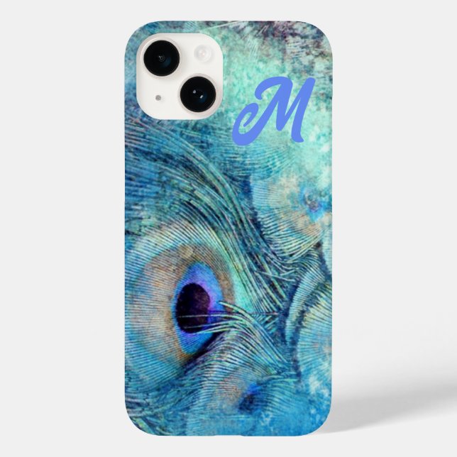 Peacock feather marble blue purple teal Case-Mate iPhone case (Back)