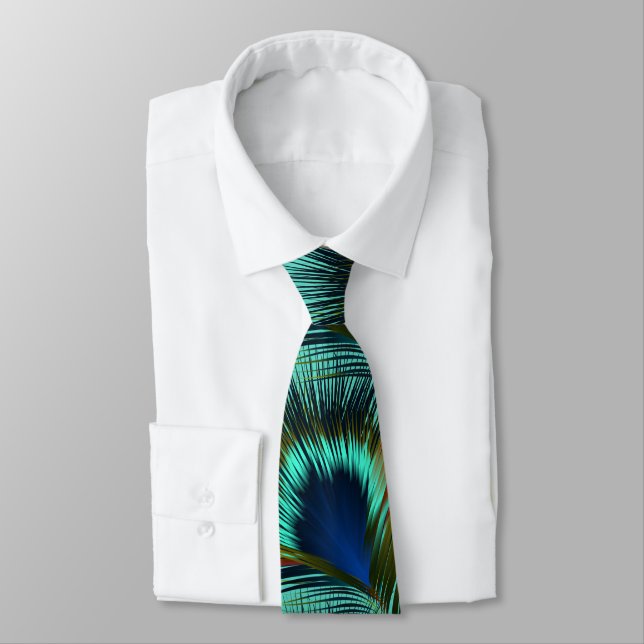 Peacock Feather Mens Necktie (Tied)
