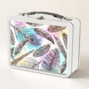 Peacock Feather Metal Lunch Box