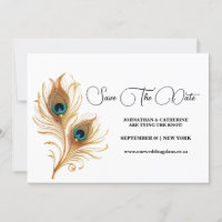 Peacock feather minimalist plain save the date