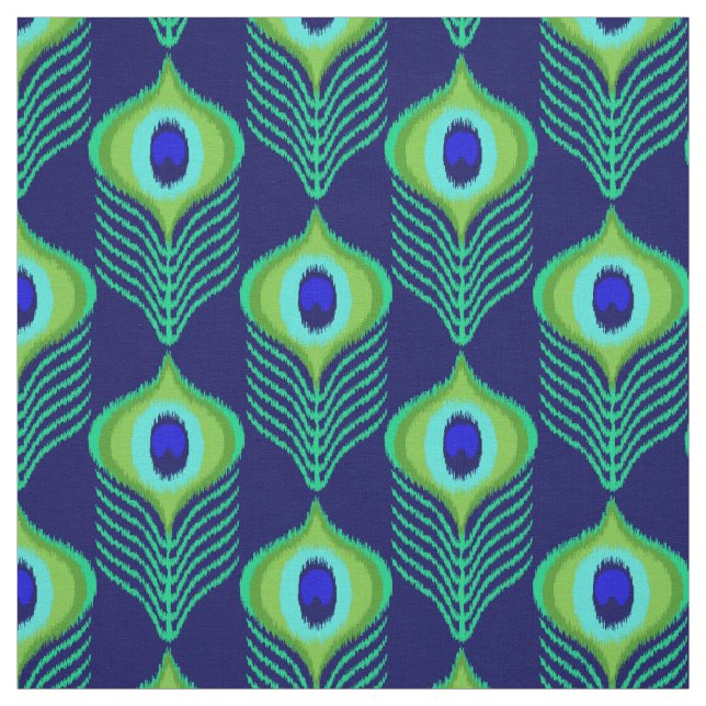 Peacock feather moroccan ikat design fabric (Swatch)