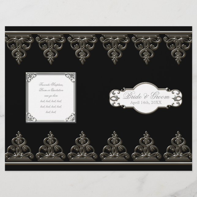 Peacock Feather n Swirls -  Formal Wedding Program (Front)