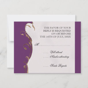 Peacock Feather n Swirls - Wedding Invitation