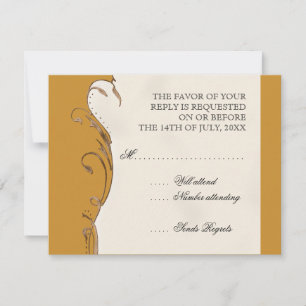 Peacock Feather n Swirls - Wedding Invitation