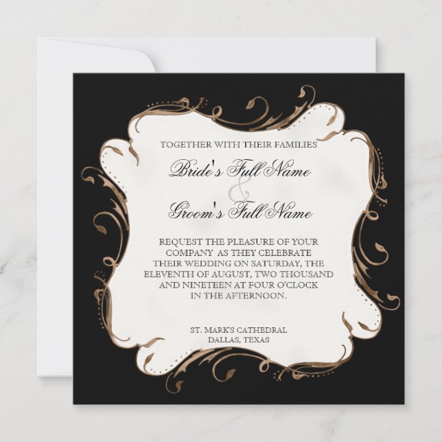 Peacock Feather n Swirls - Wedding Invitation (Front)