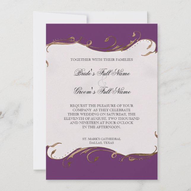 Peacock Feather n Swirls - Wedding Invitation (Front)