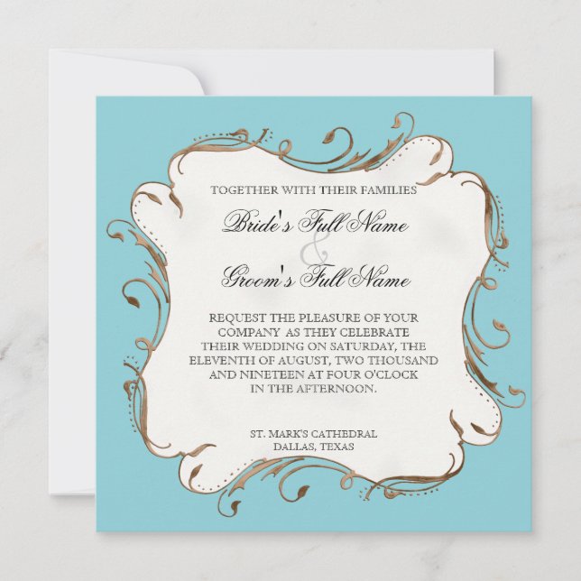 Peacock Feather n Swirls - Wedding Invitation (Front)