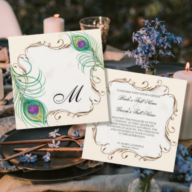 Peacock Feather n Swirls - Wedding Invitation (Creator Uploaded)