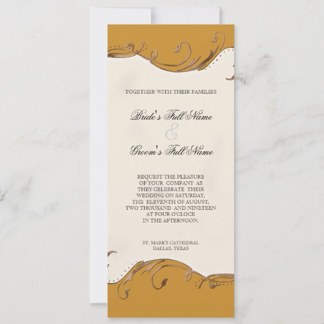 Peacock Feather n Swirls - Wedding Invitation (Front)