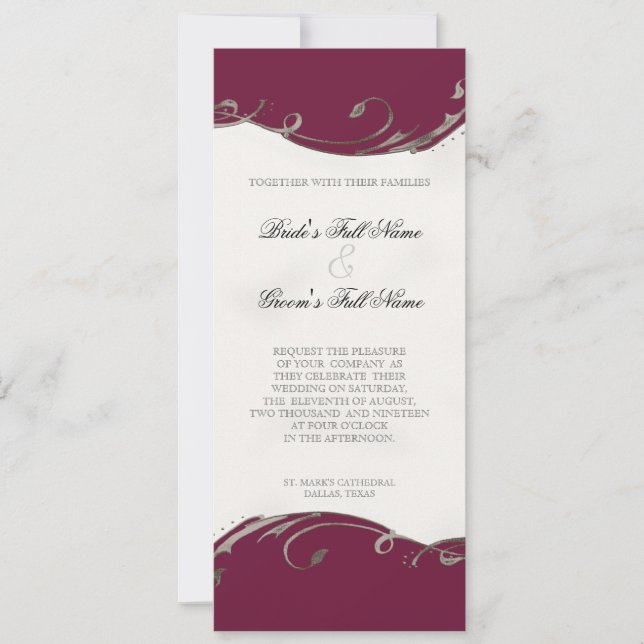 Peacock Feather n Swirls - Wedding Invitation (Front)