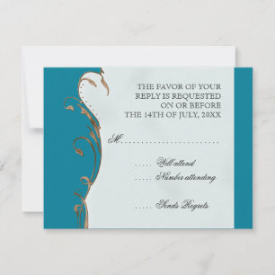 Peacock Feather n Swirls - Wedding Invitation