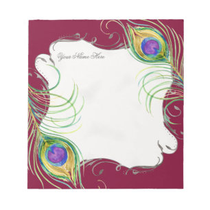 Peacock Feather n Swirls Wedding Stationery Notes