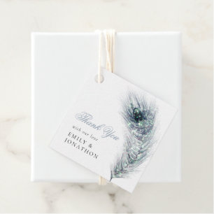 Peacock Feather Names Thank You Message Wedding Favour Tags