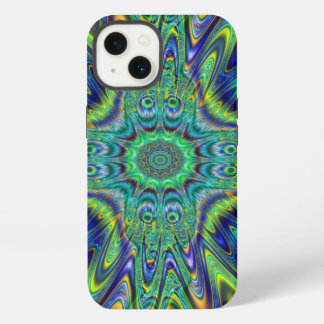 Peacock Feather Neon Fractal Funky Designer Art iPhone Case