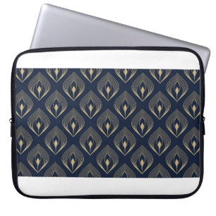 Peacock feather ombre pattern ditzy floral motif.  laptop sleeve
