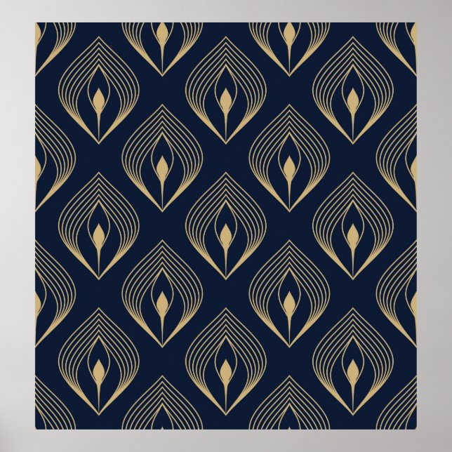 Peacock feather ombre pattern ditzy floral motif.  poster (Front)