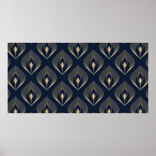 Peacock feather ombre pattern ditzy floral motif. poster