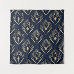 Peacock feather ombre pattern ditzy floral motif. tapestry