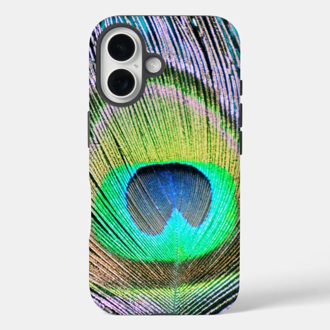 Peacock Feather on Turquoise Case-Mate iPhone Case (Back)