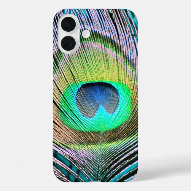 Peacock Feather on Turquoise Case-Mate iPhone Case (Back)